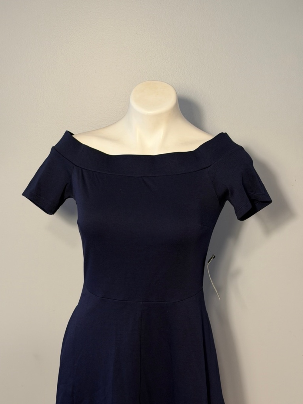 New York & Company Ladies NWT Fit & Flare Dress. Navy blue and white stripes. Sm - Picture 2 of 11